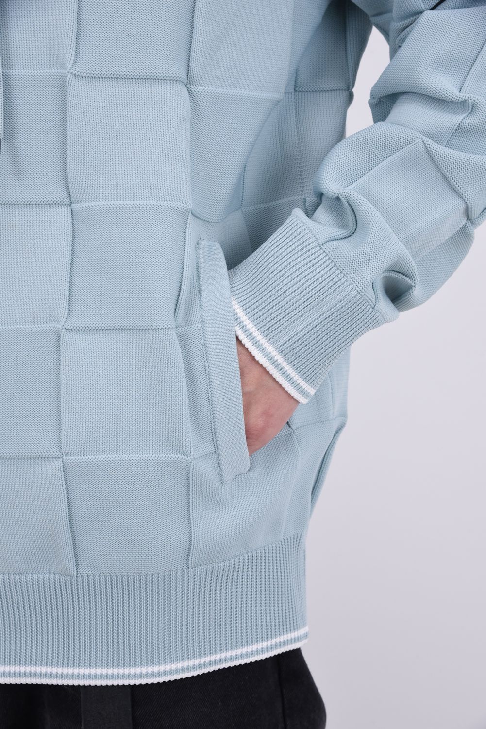 【26SS】 INTRECCIATO HOODIE / イントレチャート ジップパーカー (サックス)