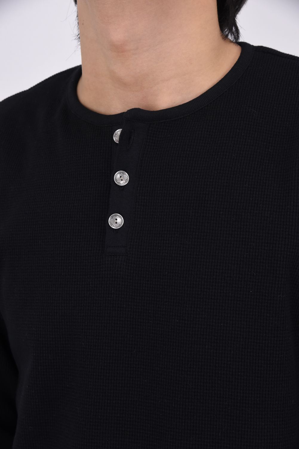 【26SS 39th】 WAFFLE HENRY TEE / ワッフル ヘンリーTシャツ (ブラック)
