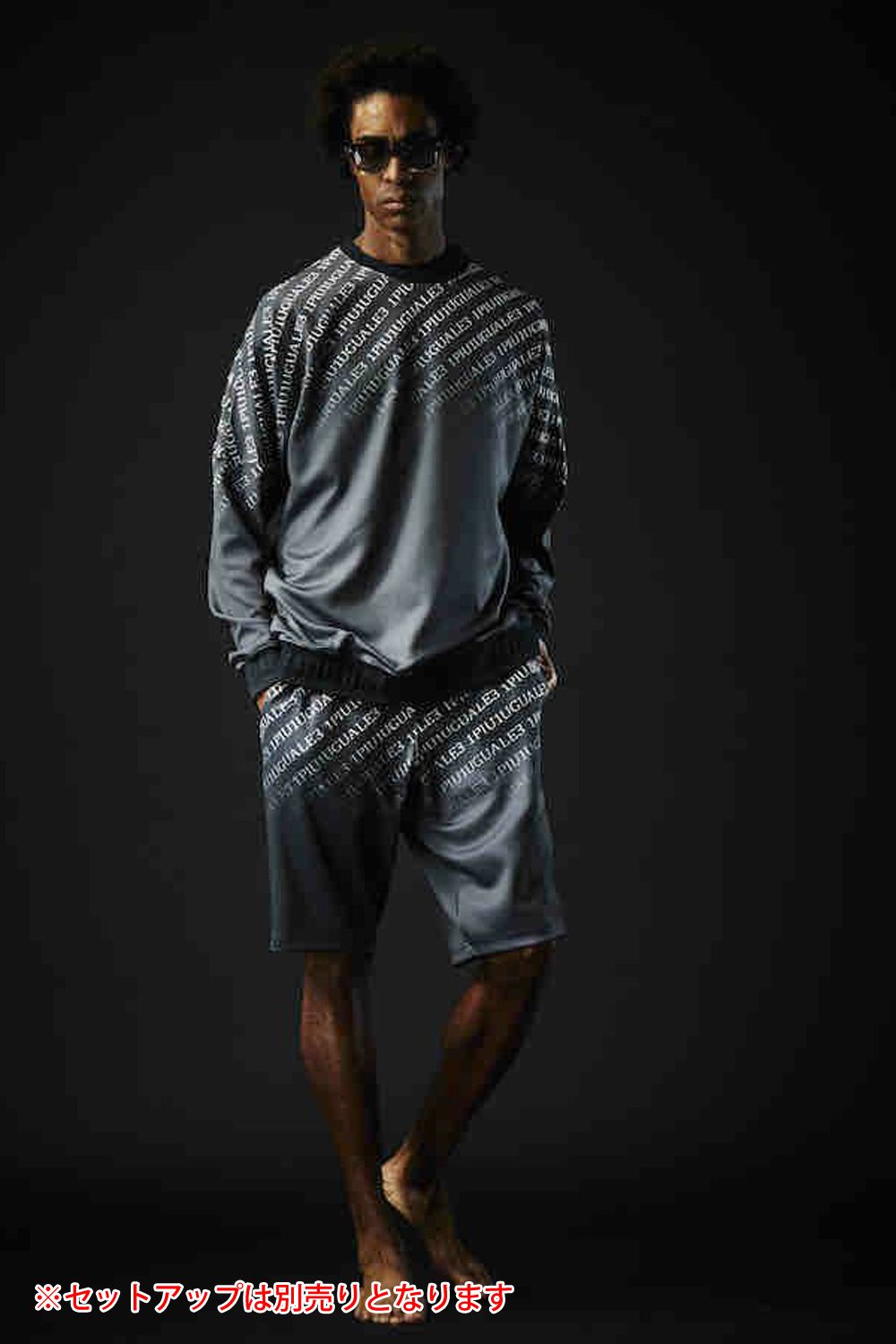 113SPORT PREMIUM BOOST JERSEY SHORTS GRADATION / プレミアム ダイアゴナルロゴ グラデーション ショートパンツ ブラック×ホワイト (3月~4月頃入荷予定)