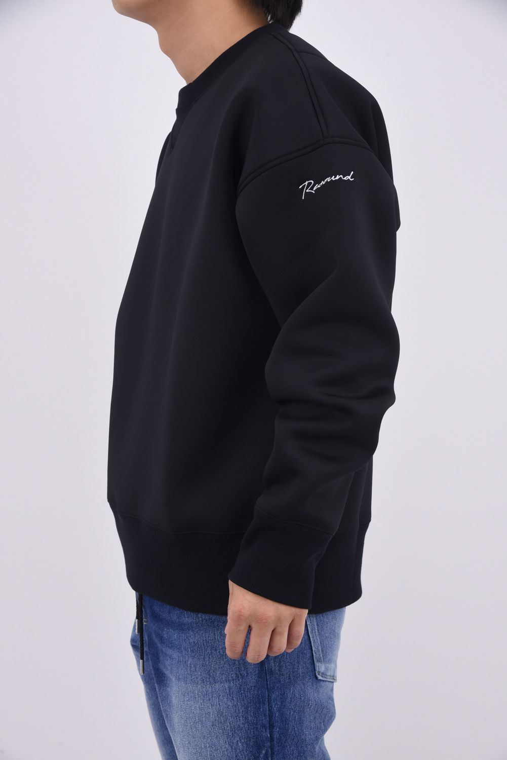 HD drop trainer / ダンボール素材 ルーズフィット トレーナー ブラック
