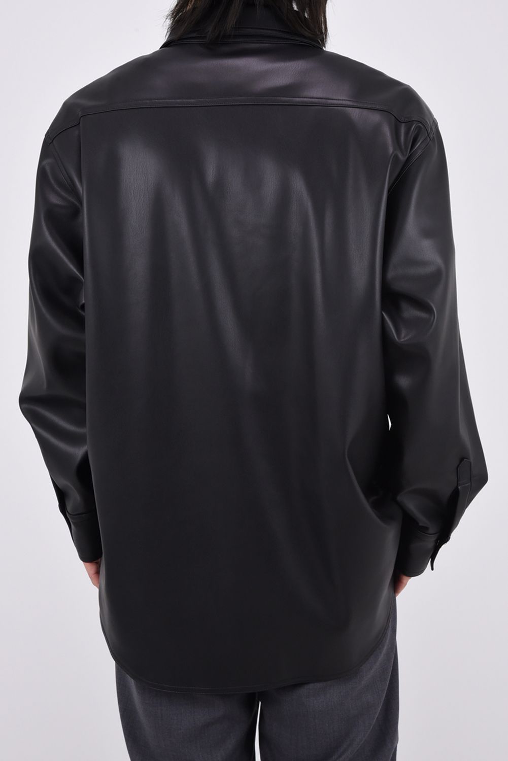 SYNTHETIC LEATHER SHIRT / シンセティック レザーシャツ (ブラック)