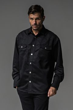 James over suede shirt / ルーズシルエット ウエスタンスウェードシャツ ブラック (9月中旬入荷予定)