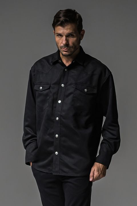 James over suede shirt / ルーズシルエット ウエスタンスウェードシャツ ブラック