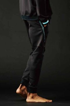 【113SPORT VOL.12 / 24AW】 113SPORT × THESAINT DAIAGONAL ZIP RIB PT / 113ロゴ ダイアゴナル ジップ リブ パンツ ブラック / ターコイズ