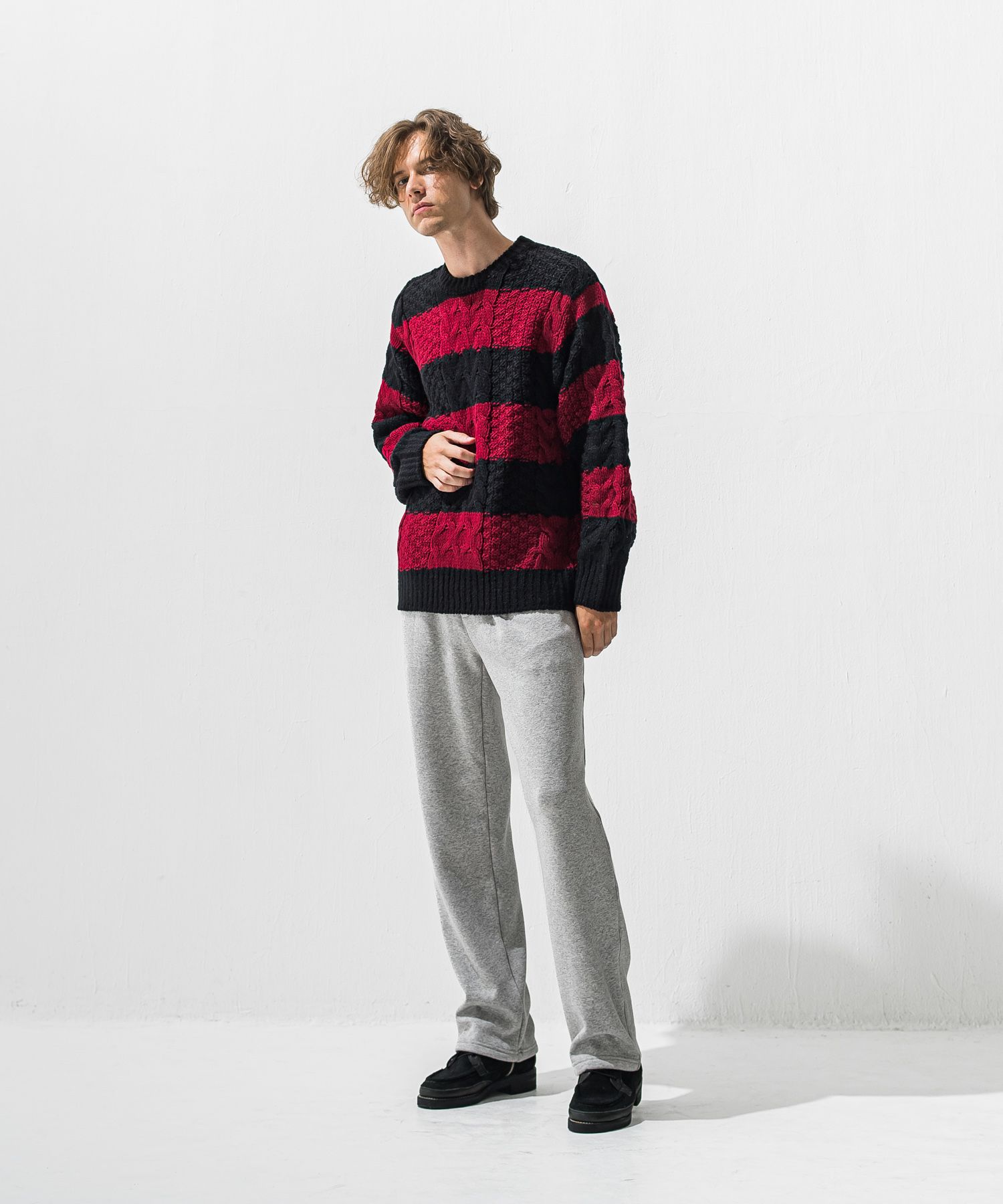 VELOURS FLEECE WIDE TUCK PANTS / 裏起毛 ベロアフリース セミワイド ワンタック イージーパンツ (グレー) (11月中旬入荷予定) ※オーダー締切:9月7日(月)17時