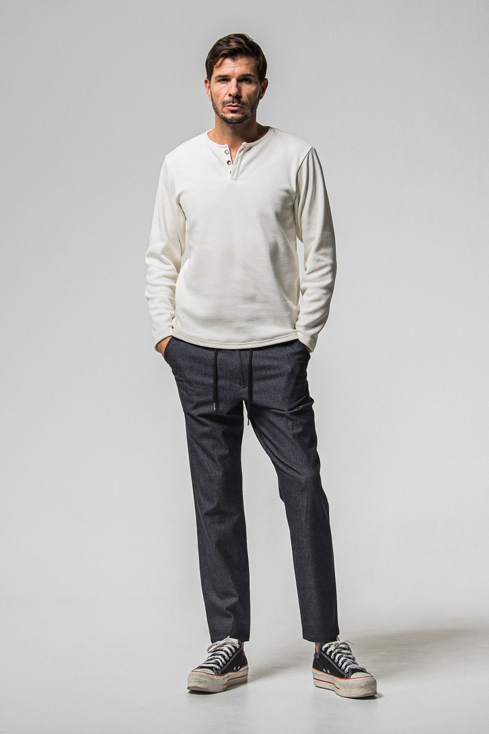 PAT WIDE EASY PANTS / ワイドテーパード イージースラックス (デニム) (1月上旬入荷予定) ※オーダー締切：9月1日(月)18:00