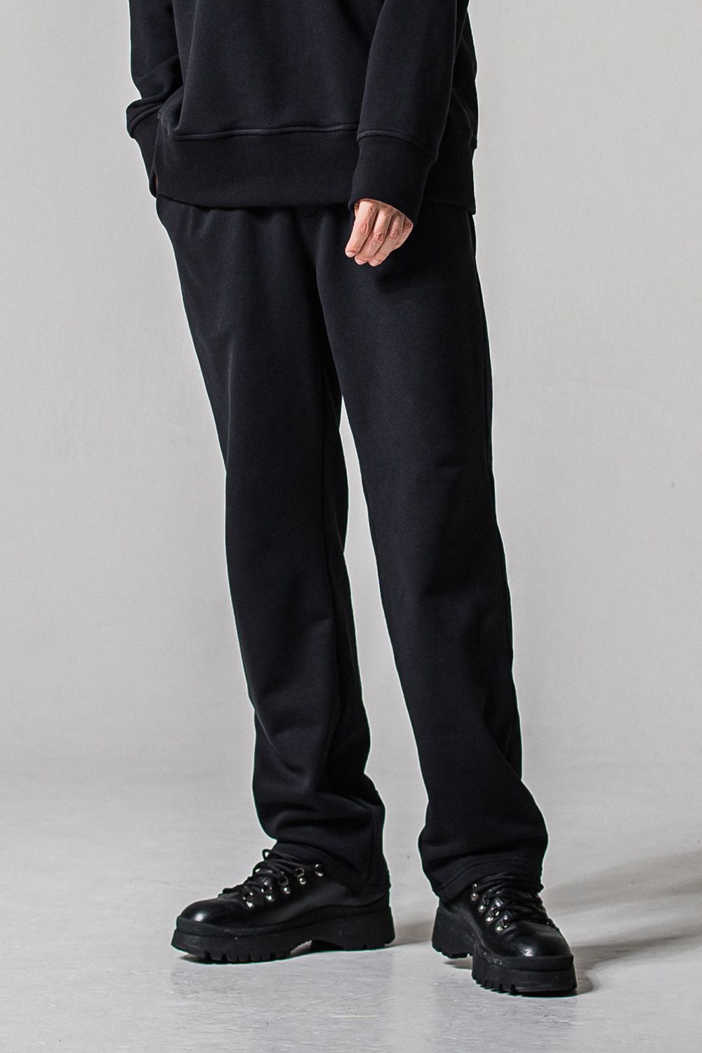 HF URAKE WIDE TUCK PANTS / 高機能裏毛 セミワイドシルエット イージータックパンツ (ブラック) (1月中旬入荷予定)