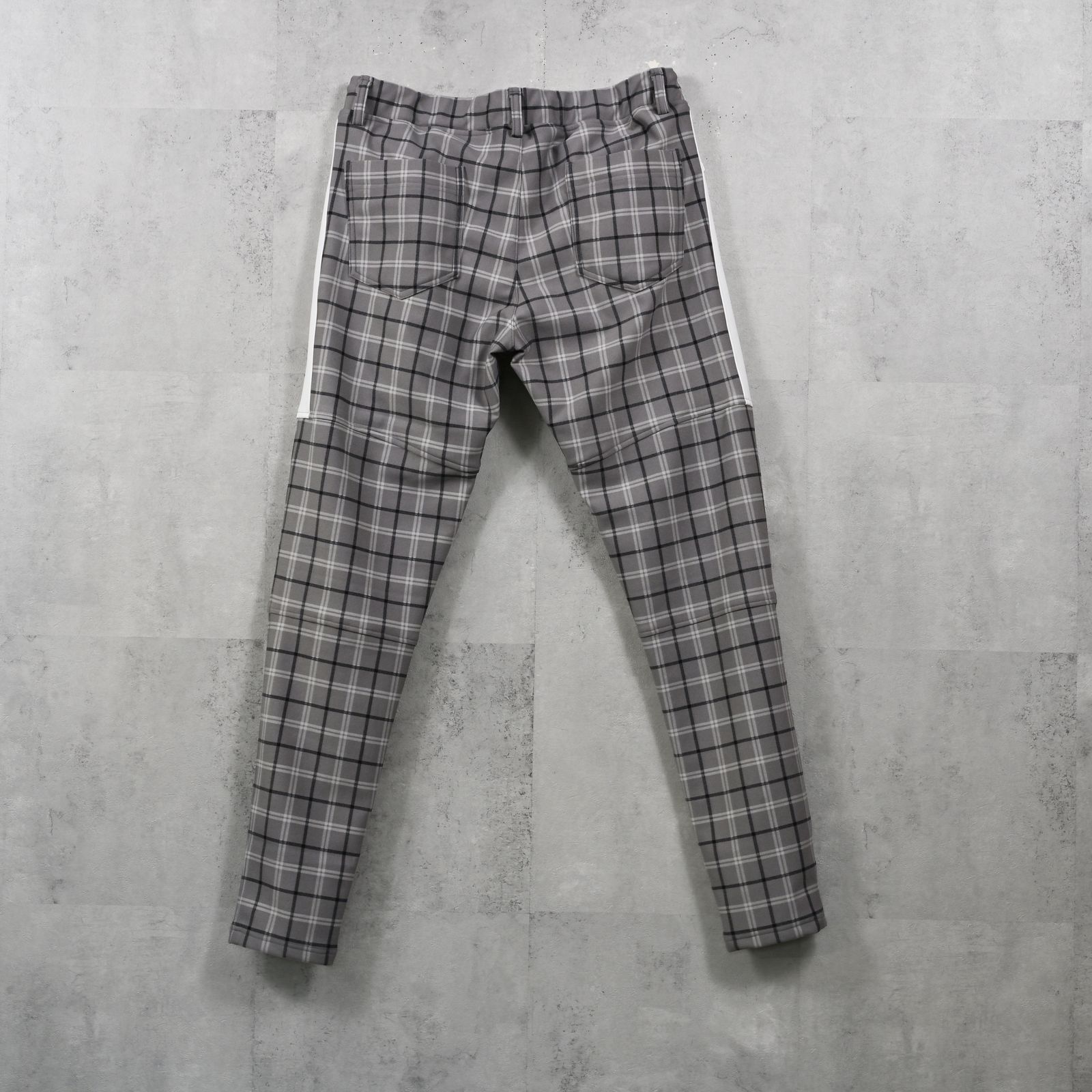 JT HEAT CHECK  PT / 裏起毛 ベロアフリース ワンタックラインパンツ (タータングレー) (11月中旬入荷予定) ※オーダー締切:9月7日(月)17時