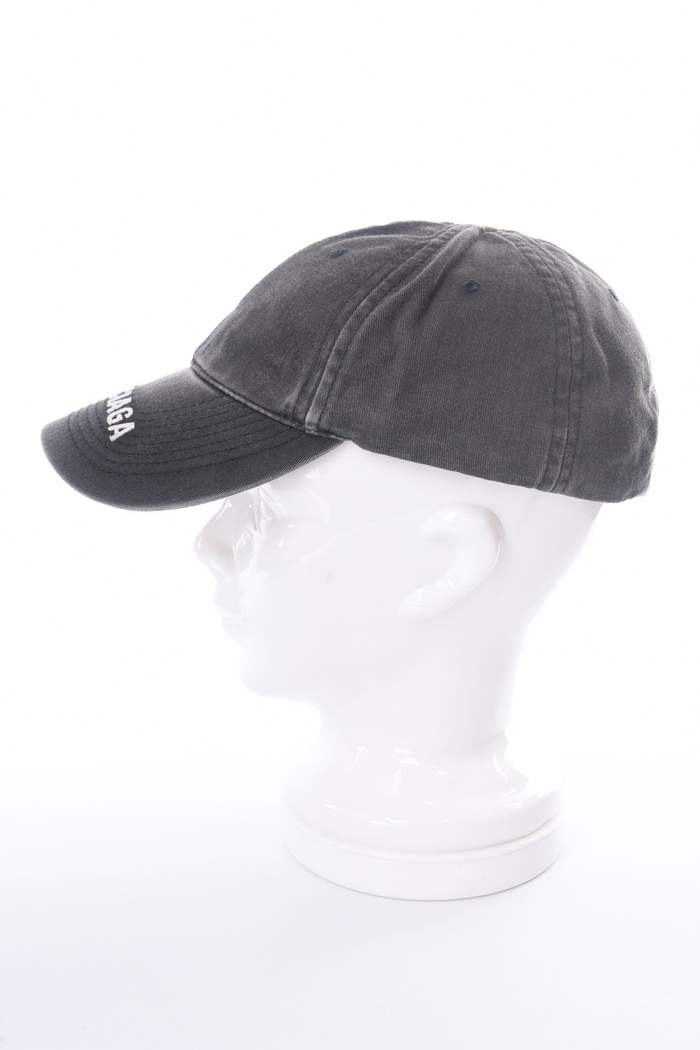 WASHED DENIM LOGO BASEBALL CAP / ロゴ刺繍 ベースボールキャップ ブラックウォッシュ - フリーサイズ