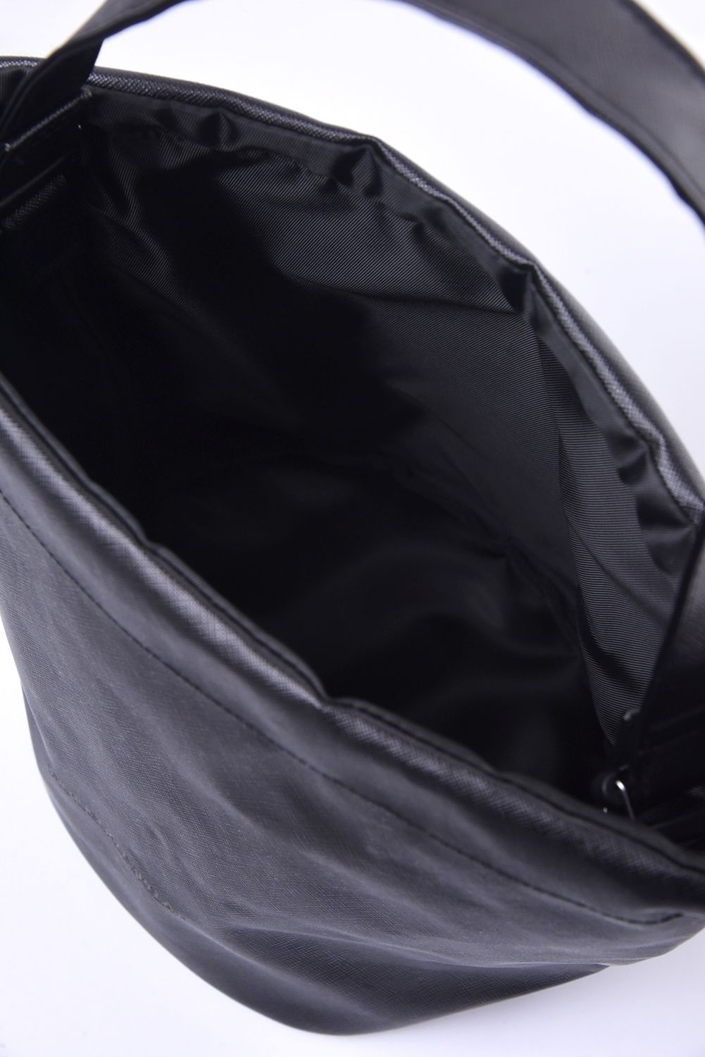 SAFFIANO DRAWSTRING BAG / サフィアーノエコレザー 巾着バッグ (ブラック)