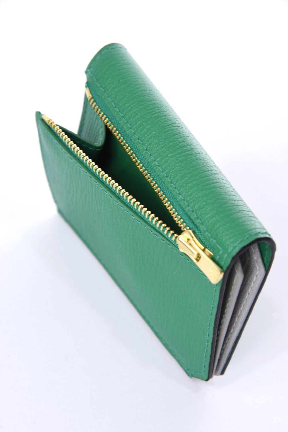 【残り1点】 CARD WALLET / LA501GT ゴートレザー 二つ折りスマートカードウォレット パイン / オ二ーチェ