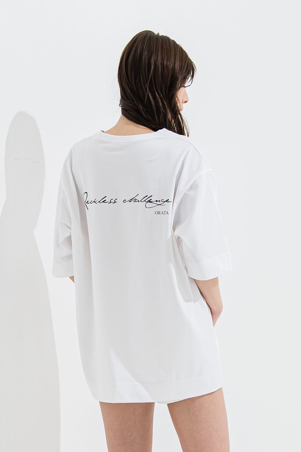 Reckless crew T / メッセージプリント 半袖Tシャツ ホワイト