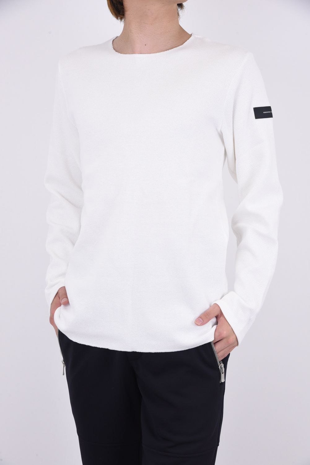ST COTTON WAFFLE THERMAL / 【定番】 ロングスリーブ カットオフサーマル ホワイト