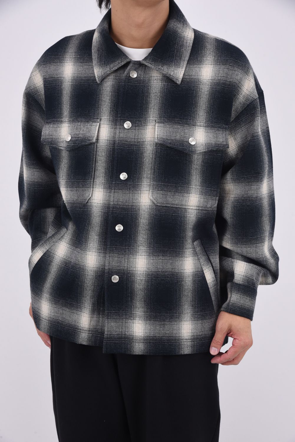 FLANNEL CHECK JK / フランネル チェック ジャケット (ブラック)