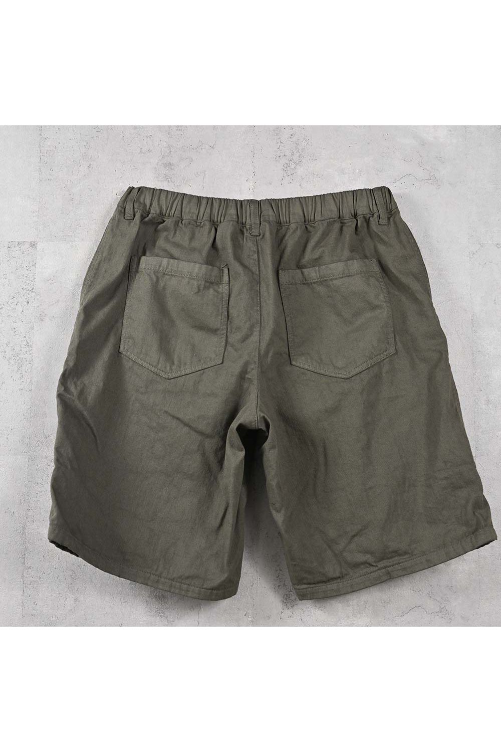 DOUBLE KNEE SHORTS / ダンガリー生地 ダブルニーハーフパンツ (カーキ) (6月上旬入荷予定) ※オーダー締切:2月15日(日)18時