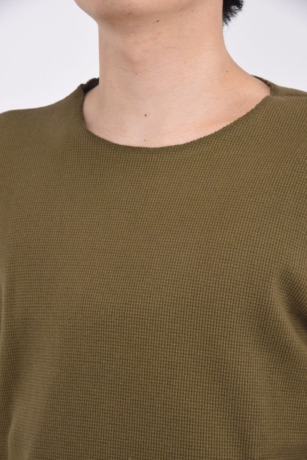 ST COTTON WAFFLE THERMAL / 【定番】 ロングスリーブ カットオフサーマル カーキ