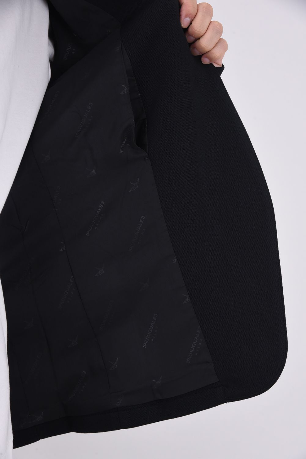 COLLARLESS CUT AND SEW JACKET / ノーカラー 鹿の子 ニットジャケット (ブラック)