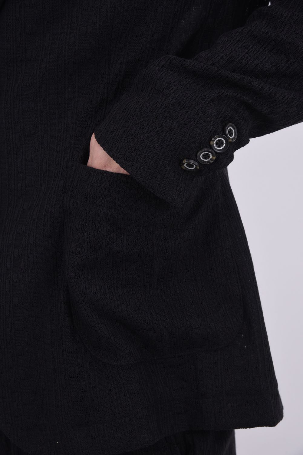 【26SS】【セットアップ】 LINEN TOUCH JACQUARD JACKET & SLACKS / リネンタッチ テーラードシングルジャケット&イージースラックス (ブラック)