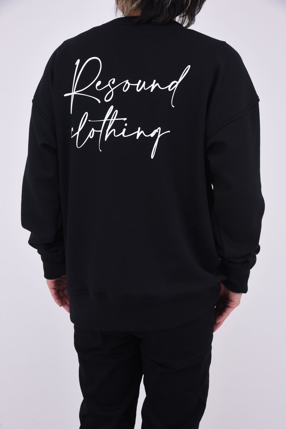 VELOURS FLEECE DORP TRAINER / アイコンロゴ 裏起毛 ルーズトレーナー ブラック