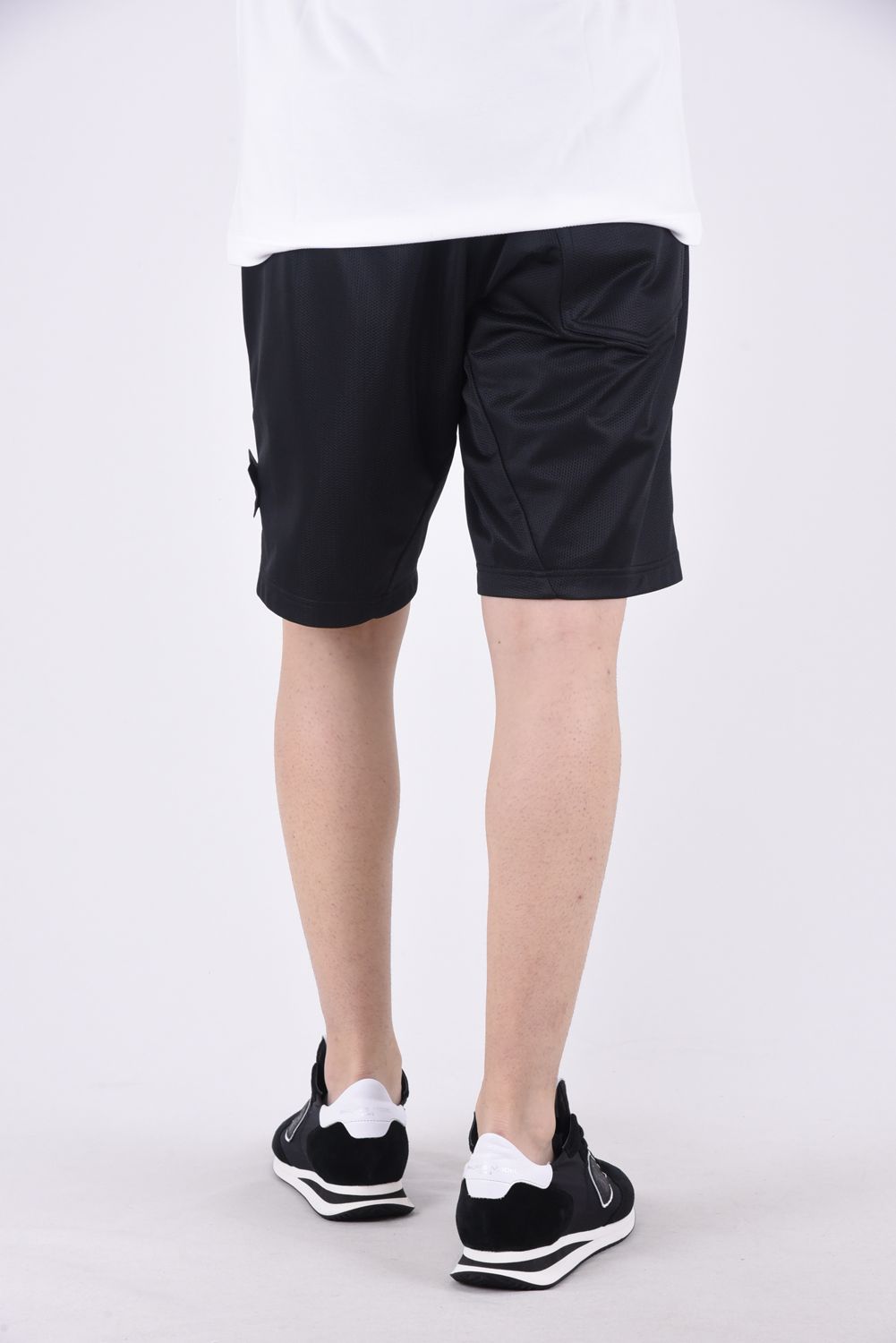 《1PIU1UGUALE3 RONE》 R[10] 113 LAYERED MESH EASY SHORTS  BLACK / 113ロゴ レイヤード メッシュ ショーツ ブラック