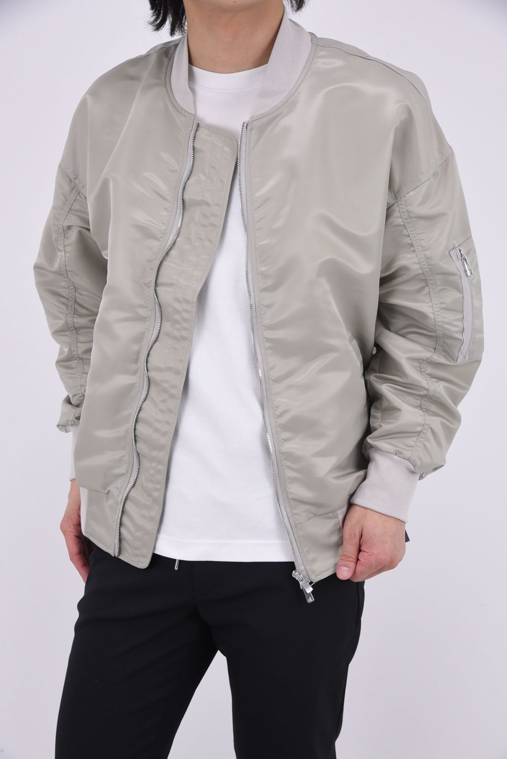 LIGHT DAVID JACKET / ヴィンテージ ドロップショルダー フライトジャケット グレーベージュ
