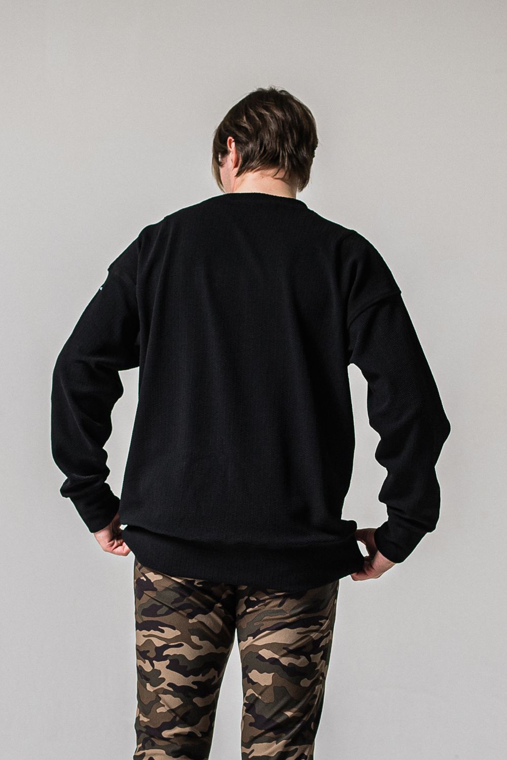 BLISTER TRAINER / オーバーサイズ ブリスターニットトレーナー (ブラック) (1月中旬入荷予定)