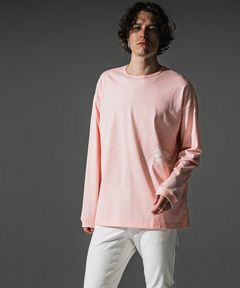 uk over longsleave Tee / パッチワークロゴプリント オーバーサイズ ロングスリーブTシャツ (ピンク) (7月中旬入荷予定) ※オーダー締切:5月23日(土)17時