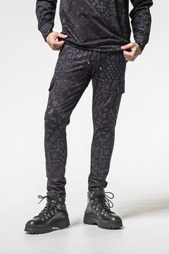 DARRELL HEAT CARGO PT / 【定番商品】 裏起毛 エコレザーサイドライン カーゴパンツ (ペイズリーブラック) (11月上旬頃入荷予定) ※オーダー締切：9月1日(月)18:00