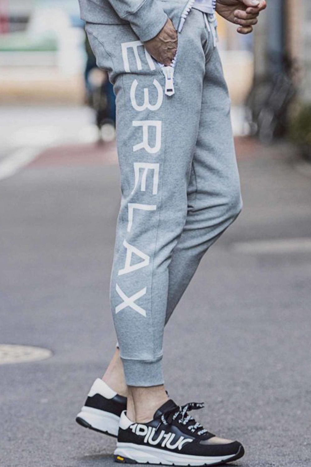 SIDE LOGO BIG ZIPPER JOGGER  / ビッグファスナー サイドロゴ スウェット パンツ グレー