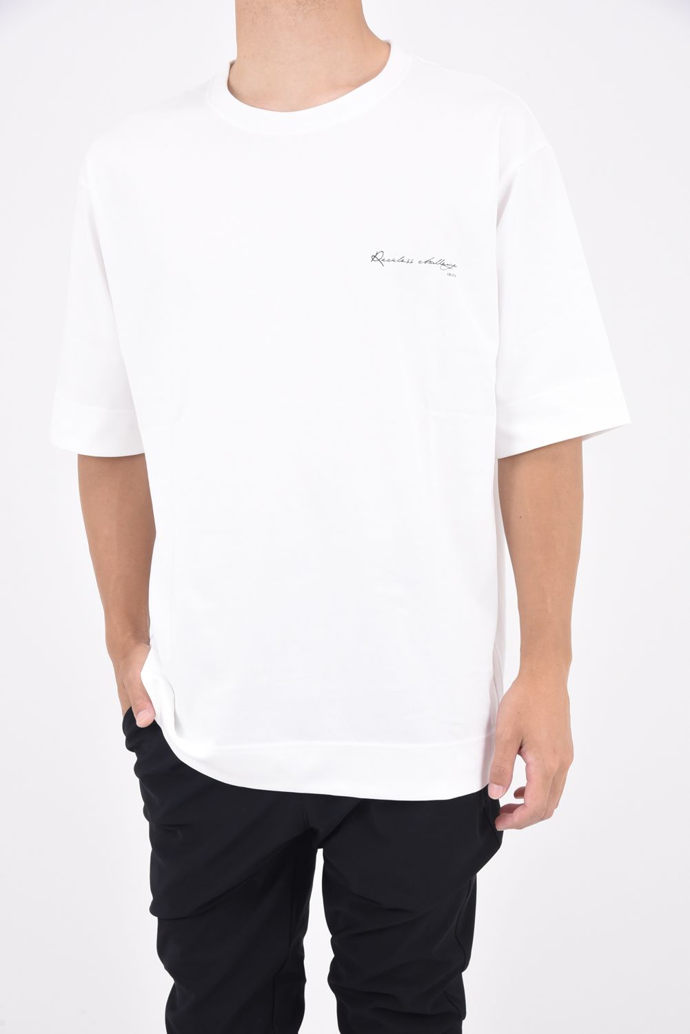 Reckless crew T / メッセージプリント 半袖Tシャツ ホワイト