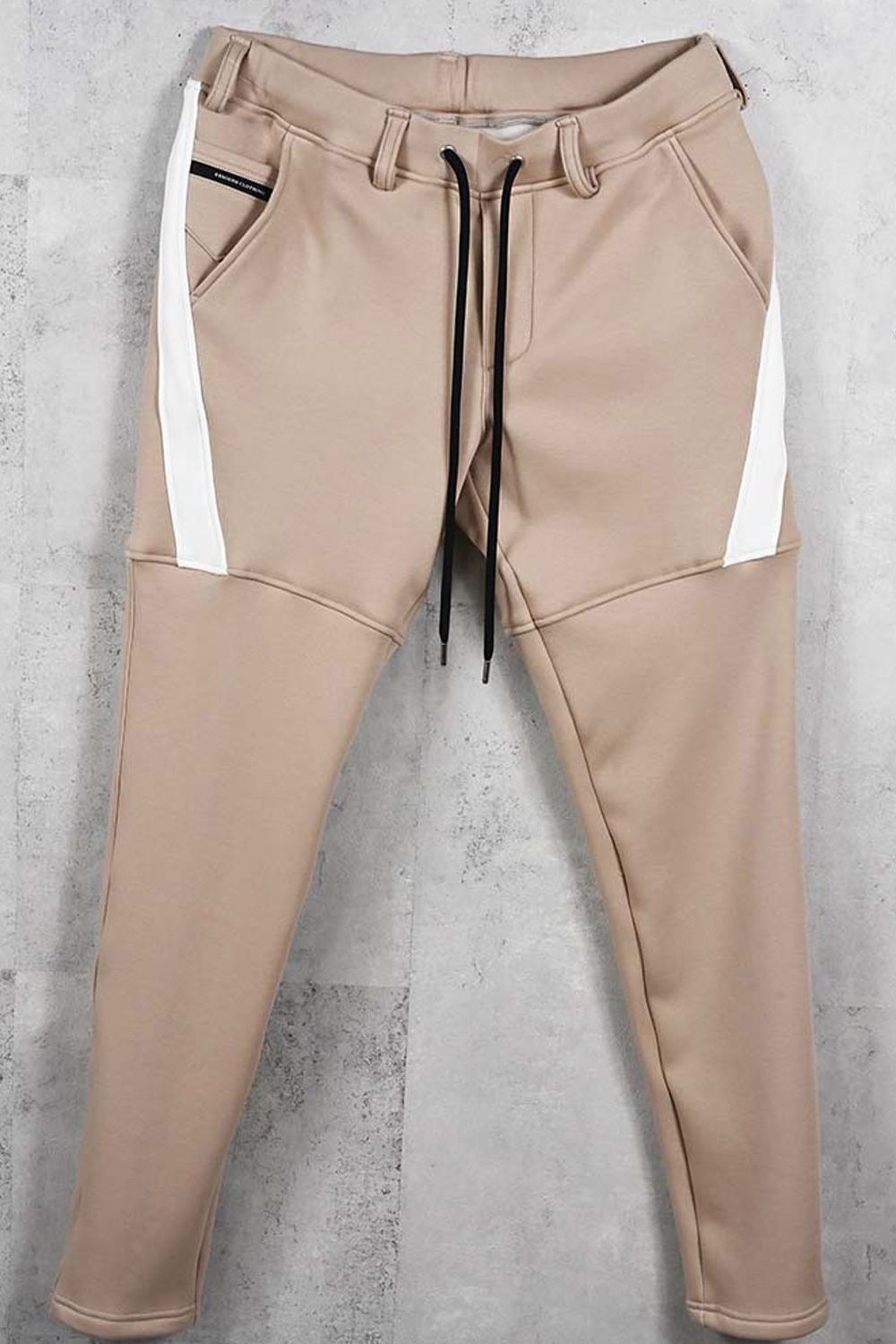 VELOURS FLEECE TYLER PANTS / ベロアフリースボア スキニータイト サイドライン イージーパンツ (ブラウン) (11月中旬入荷予定) ※オーダー締切：9月1日(月)18:00
