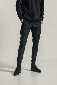 DARRELL HEAT CARGO PT / 【定番商品】 裏ボアフリース ナイロンストレッチ カーゴパンツ ブラック