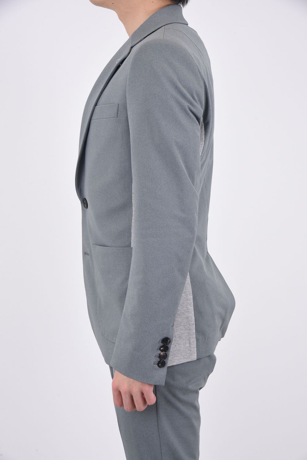 RIB JACKET / 定番 リブ 2Bシングル ジャケット グレー
