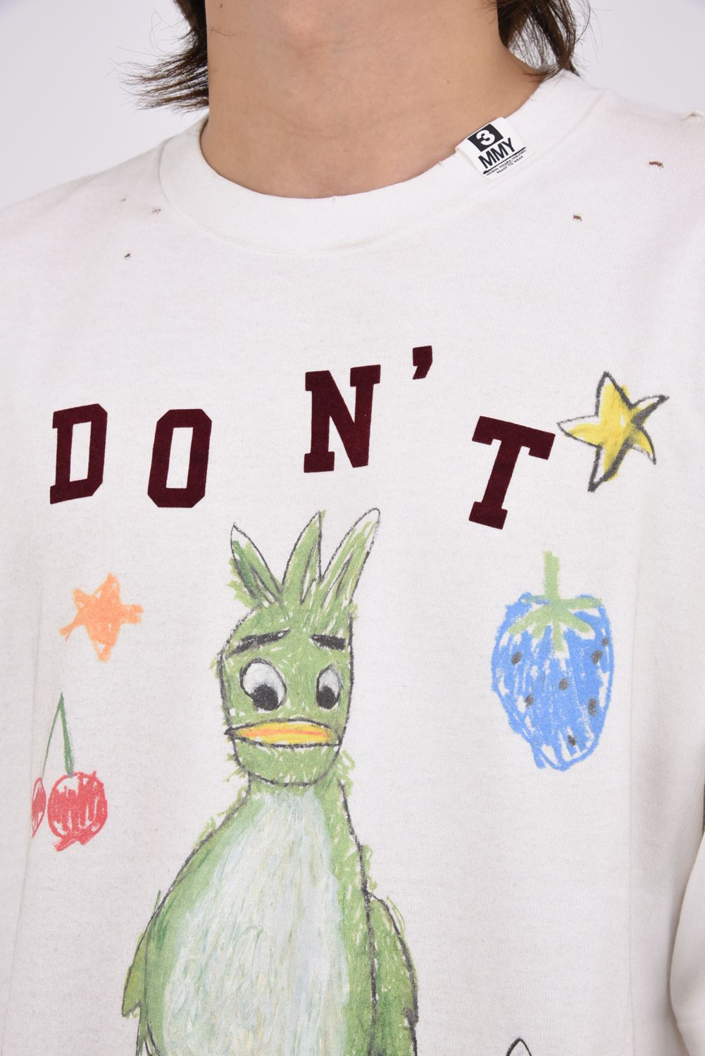 KIDS DOODLE T-shirt / キャラクタープリント 刺繍ワッペン Tシャツ (ホワイト)