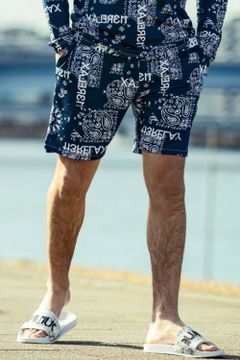 ALOHA PAISLEY  SHORT PANTS  / ペイズリー柄 ラッシュガード ハーフパンツ ネイビー