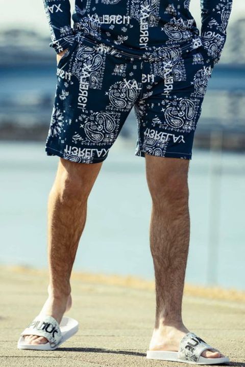 ALOHA PAISLEY  SHORT PANTS  / ペイズリー柄 ラッシュガード ハーフパンツ ネイビー