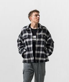 old slabl check  JK  / スラブチェック柄 オーバジーサイズ ヴィンテーネルジャケット (ブラック) (12月末入荷予定) ※オーダー締切:9月7日(月)17時