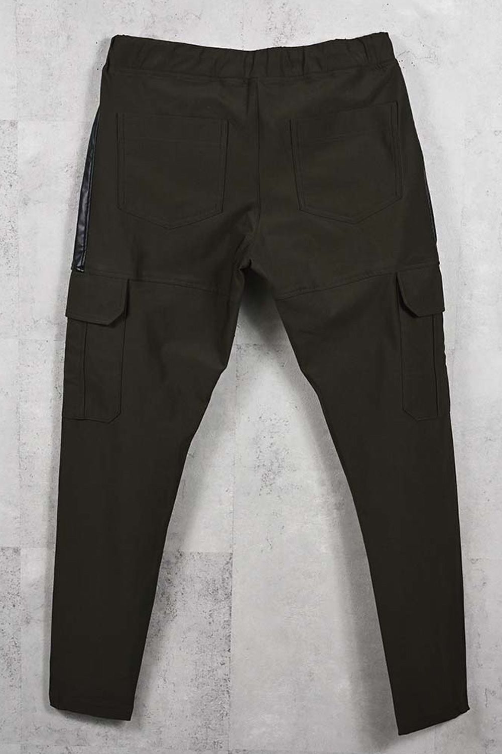 DARRELL HEAT CARGO PT / 【定番商品】 裏起毛 エコレザーサイドライン カーゴパンツ (カーキ) (11月上旬頃入荷予定) ※オーダー締切：9月1日(月)18:00