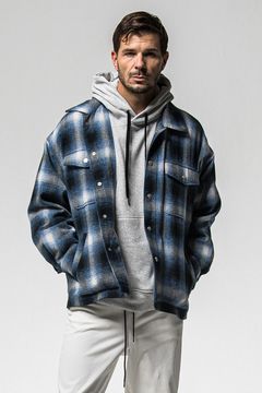 FLANNEL CHECK JK / フランネル チェック ジャケット (ブルー) (10月中旬入荷予定) ※オーダー締切：9月1日(月)18:00