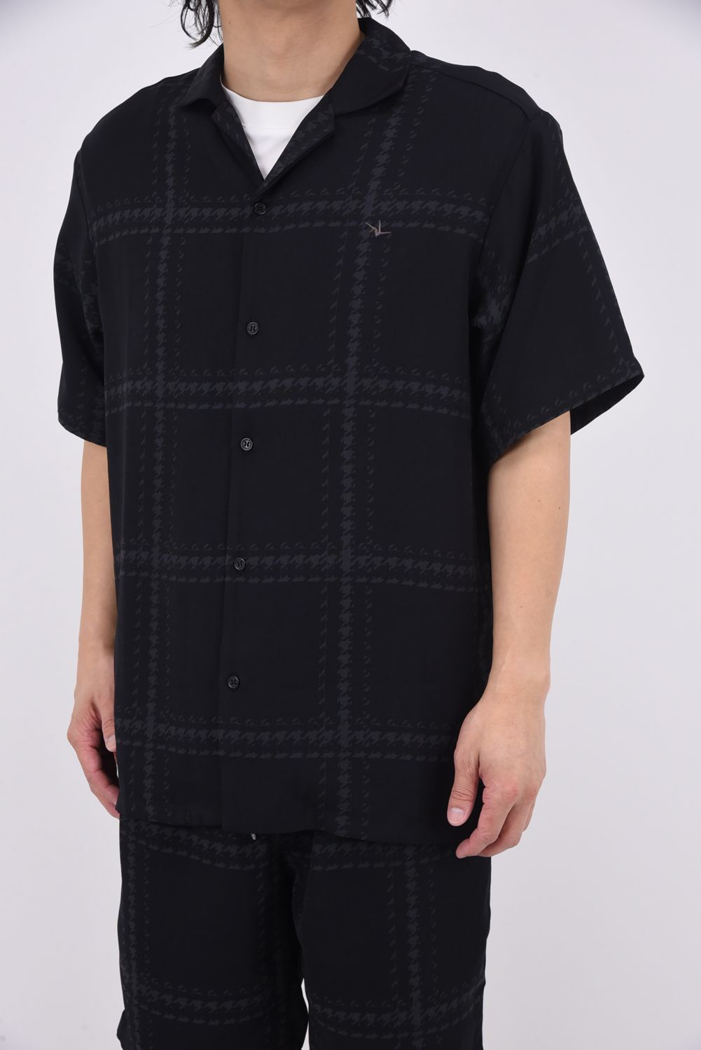 CHECKED ALOHA SHIRT / チェック アロハシャツ (ブラック)