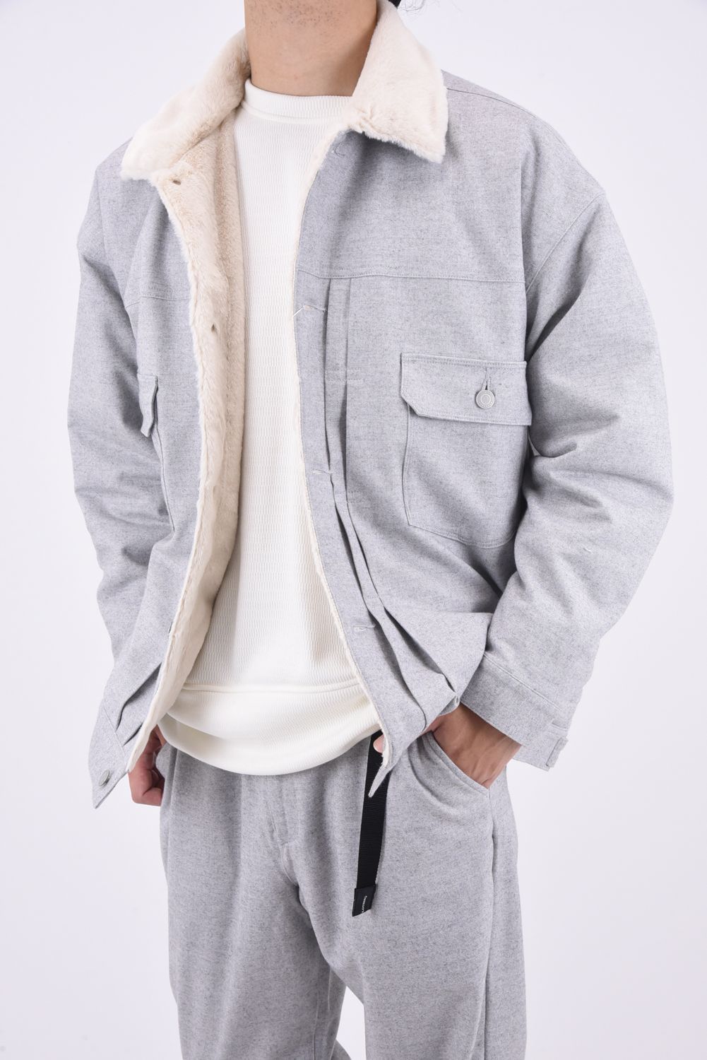 【STAFF RECOMMENDED ITEM】 FUR OVER 2ND G / オーバーサイズ エコファー Gジャン グレー