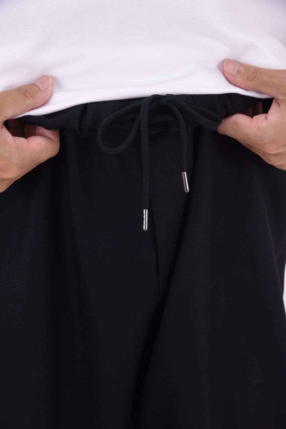 WOOL TWILL PANTS / プレーンフロント イージーパンツ （ブラック）