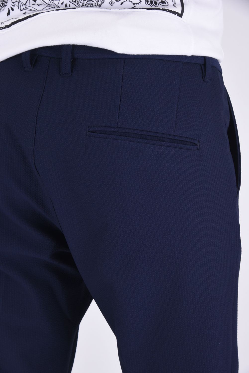 COMFY PANTS / ストレッチサッカー スラックス  ネイビー