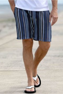 GAP KNIT STRIPED HALF PANTS  / 透かし編み ストライプ ニットショーツ ブルー