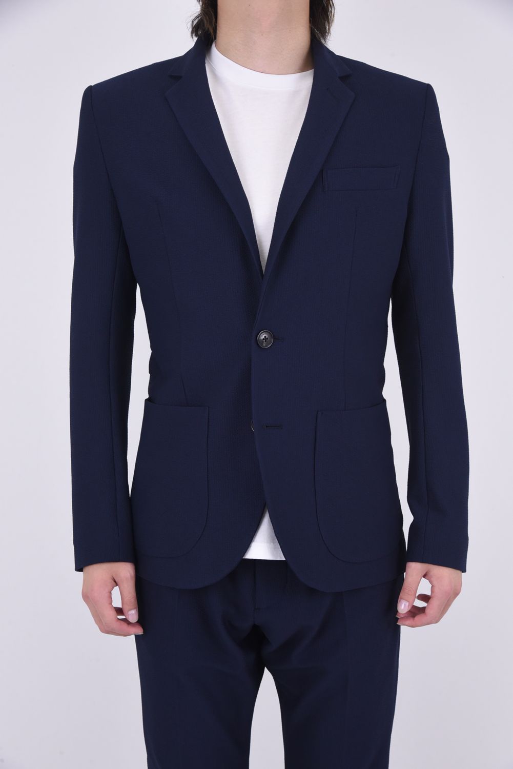 COMFY JACKET / ストレッチサッカー シングルジャケット ネイビー