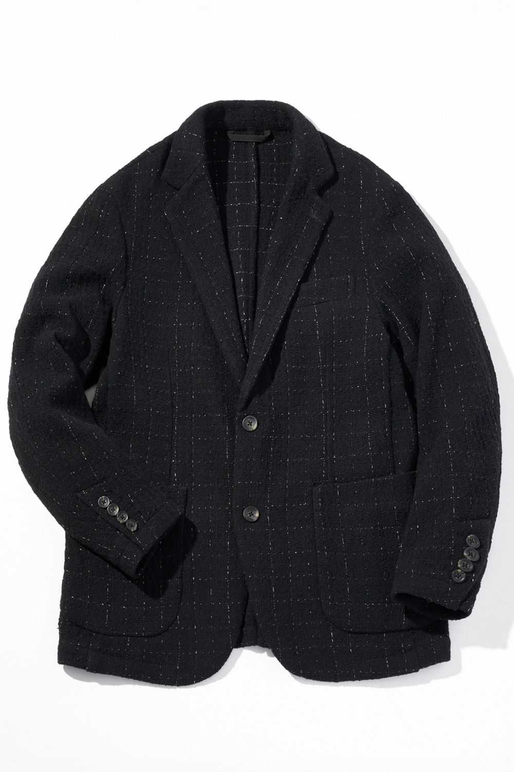 【26AW】【セットアップ】 LAME SQUARE JACQUARD JACKET / ファンシーツイード テーラードシングルジャケット&イージースラックス (ブラック) (9月上旬入荷予定)