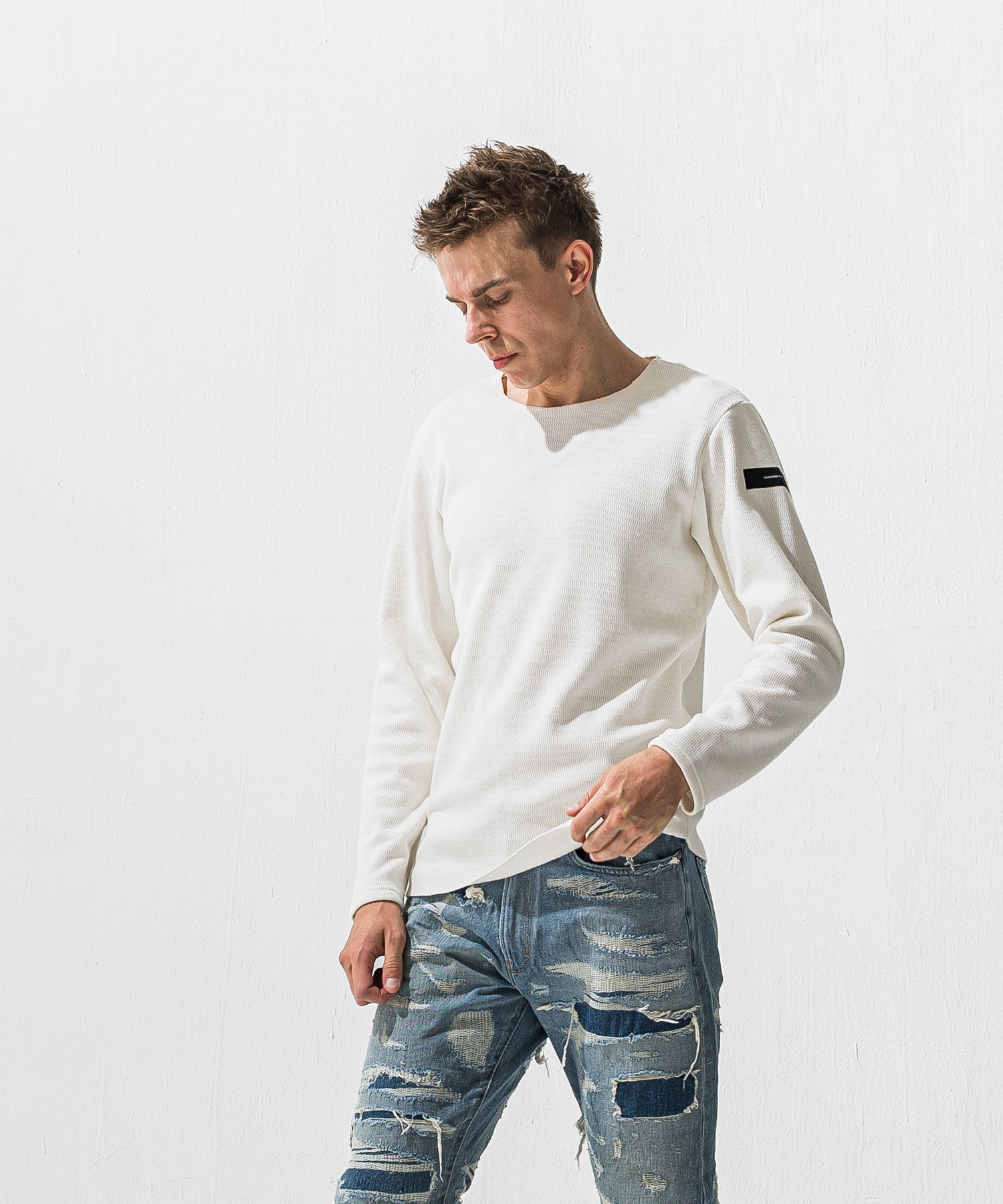 VELOURS FLEECE NEO THERMAL / 裏起毛 ベロアフリース カットオフサーマル (ホワイト) (10月下旬入荷予定) ※オーダー締切:9月7日(月)17時