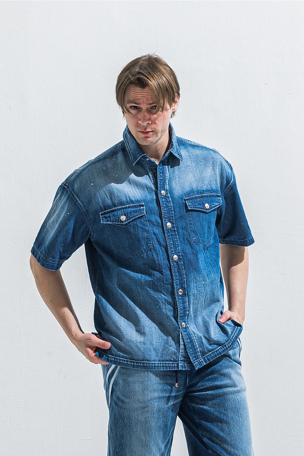 HALF DENIM SHIRTS / ハーフスリーブ デニムシャツ （ダークインディゴ） (6月上旬入荷予定) ※オーダー締切:2月15日(日)18時