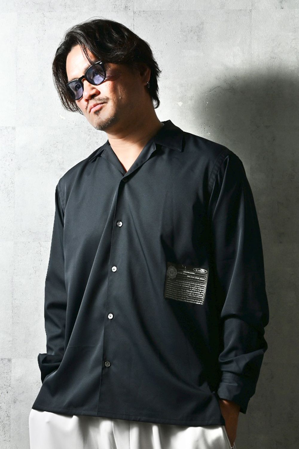 WILL SHIRTS / メッセージプリント リラックスシルエット オープンカラーシャツ (ブラック) (3月中旬入荷予定) ※オーダー締切12/13(土)17:00