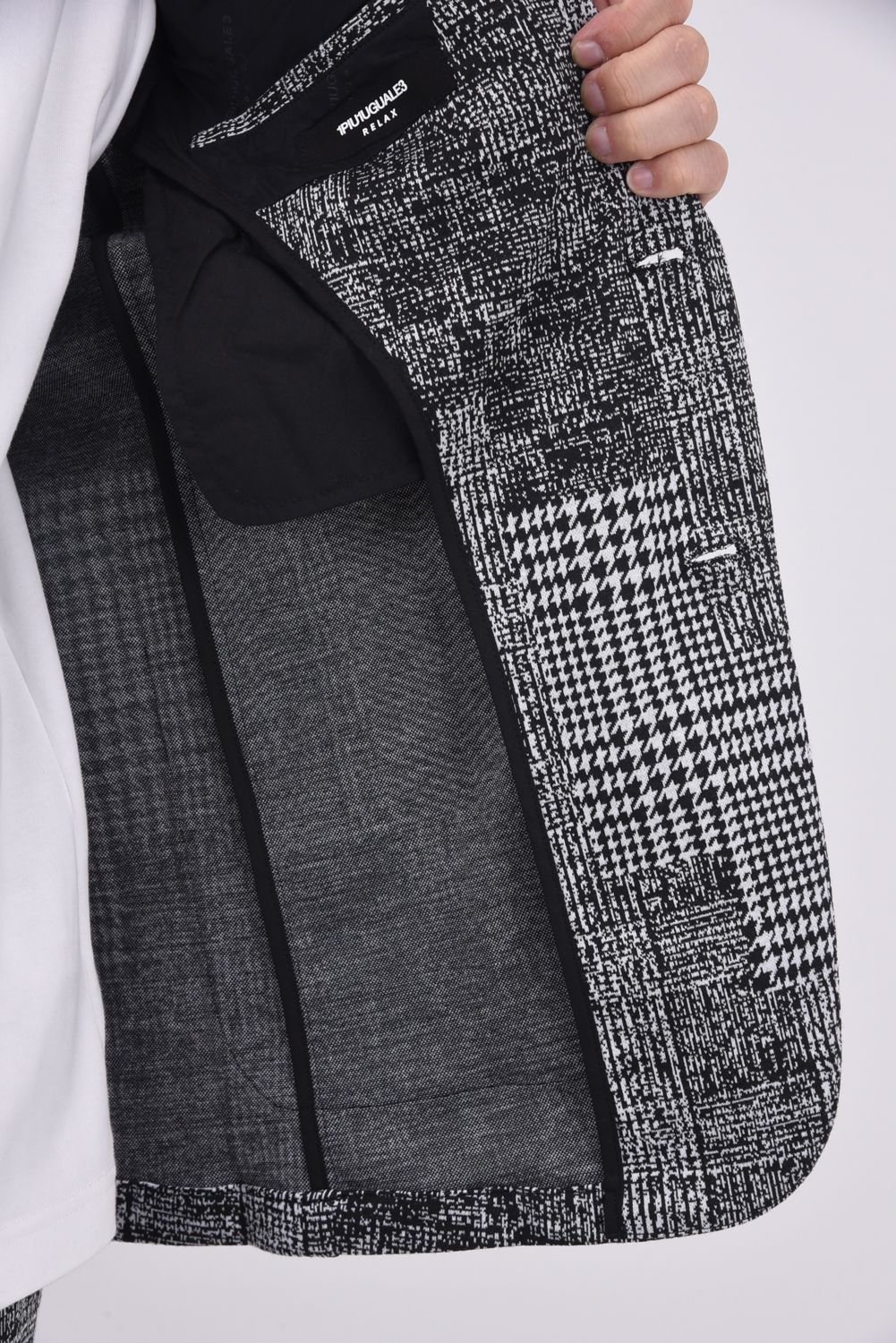 JACQUARD JACKET / ハウンドトゥースジャガードジャケット (ブラック）